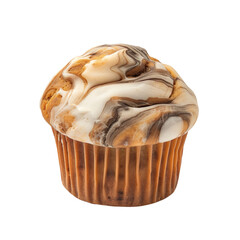 Wall Mural - front view of single  marble muffin isolated on a white transparent background