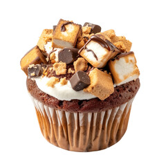 Wall Mural - front view of single s'mores muffin isolated on a white transparent background