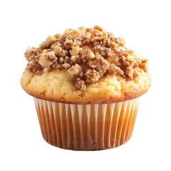 Wall Mural - front view of single  streusel-topped muffin isolated on a white transparent background