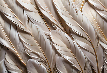 Wall Mural - Golden feathers lined up in the background