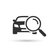 Looking for car icon. Search car symbol. Magnifying glass search car icon