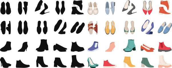 Wall Mural - set of shoes on white background vector
