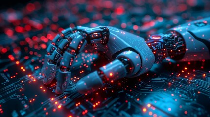 Poster - AI stands for Artificial Intelligence, and technology smart robots have created artificial intelligence that enters command prompts for generating something, Futuristic revolution in technology,
