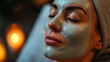 Cosmetic Tranquility Unveiled Woman Enhances Beauty at Spa with Facial Mask