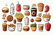 fastfood vector illustrations cartoon hamburger drink simple