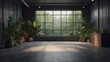 Gentle haze. Contemporary slate studio for presenting products. Open area with window shadows and foliage details. D room with space for text.