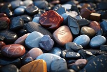 A Pile Of Rocks And Stones On A Beach. Suitable For Nature And Outdoor Themes
