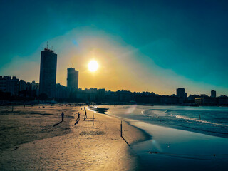 playa mar del plara, Argentina city at sunset