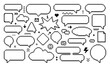 8bit pixel speech bubbles and message dialog boxes, vector icons for computer game. Chat speech bubbles in 8 bit pixel art, message clouds, love heart and mail envelope with arrow icons in pixel line
