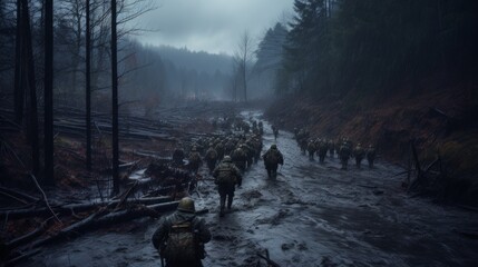 Historical photograph of world war ii soldiers engaged in combat on the battlefield