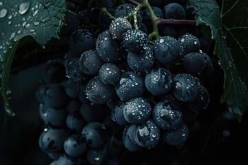 Poster - A bunch of grapes with water droplets, perfect for food and beverage concepts