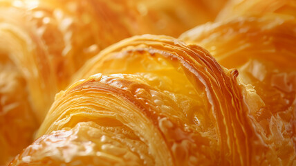 Wall Mural - Macro photo of the surface of a crispy croissant