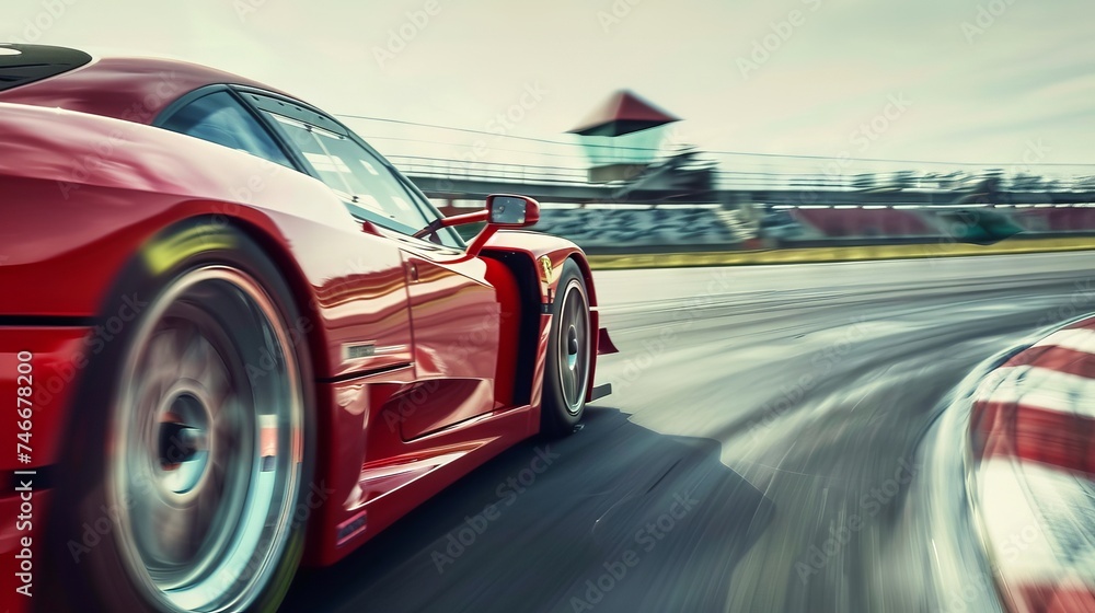 High With Cars Racing Thrill-seeking drive in a high-performance race car, speeding around ...