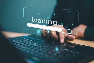 internet loading speed performance on computer screen. high speed web connection. fast internet conn