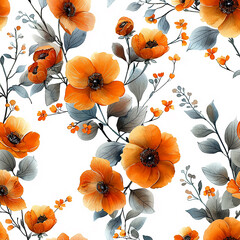 Wall Mural - Floral natural pattern flowers on a white background