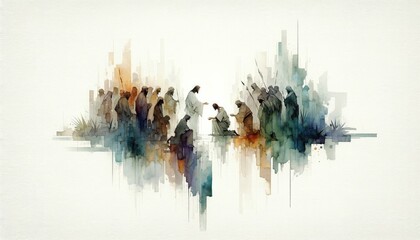 Wall Mural - Betrayal and arrest. Life of Jesus. Digital watercolor painting.
