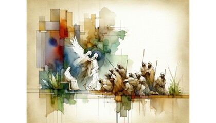 Canvas Print - Betrayal and arrest. Life of Jesus. Digital watercolor painting. Concept illustration.