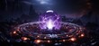 an image of a purple star surrounded by purple light, in the style of mystic mechanisms, 32k uhd, aetherclockpunk, futuristic themes, light silver, installation-based, inspired