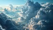 an image of clouds and an ocean, in the style of dark sky-blue and light gray, terrain, light sky-blue and sky-blue, photo-realistic, low-angle