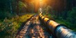 A snapshot of an oil and gas pipeline in action. Concept Oil and Gas Pipeline, Industrial Infrastructure, Energy Transportation, Engineering Technology, Fossil Fuel Industry