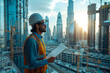 architecture construction skyscraper , neom saudi arabia, engineer at work, construction workers at construction site, UAE, Dubai