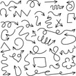 © Iryna - Hand drawn arrows icons set. Free form different curved lines, swirls arrows. Doodle marker drawing, direction pointers