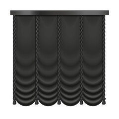 Wall Mural - 3D closed silk, velvet or satin classic black curtains drape vector illustration