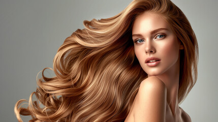 Sticker - young woman with voluminous, wavy, long blonde hair