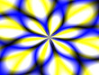 Kwiatowy kształt w niebiesko, żółto, białej kolorystyce z efektem rozmycia - graficzne abstrakcyjne tło