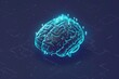 Isometric illustration of human brain, intelligence and machine learning concept, generative ai