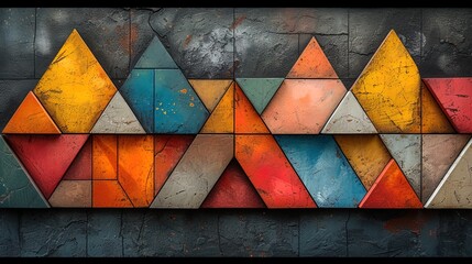 Wall Mural - A fusion of geometric shapes and fluid brushstrokes, resulting in a contemporary and visually enga
