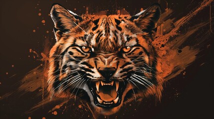 a ferocious wildcat logo baring its teeth in a silent snarl, embodying primal instincts and predator