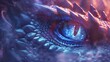 Close up of a dragon eye in blue and purple colors. Fantasy digital artwork