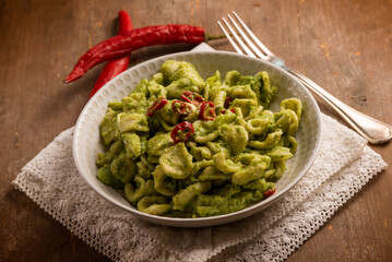 Poster - orecchiette with broccoli and anchovies traditional italian recipe