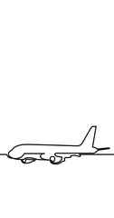 Sticker - Animation of one line drawing of passenger airplane transportation travel vertical video white background