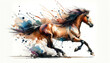 Expressive horse in watercolor splashes, AI-generated.