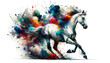 Vibrant explosion of colors merging with a galloping horse.AI-generated.