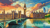 Fototapeta Londyn - London city landscape with Big Ben 