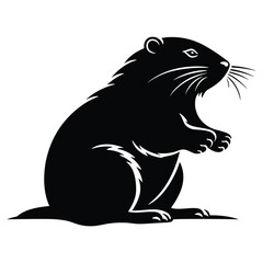 Wall Mural - Beaver black Silhouette vector.