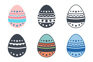 Wall Mural - Easter day festival. Easter eggs icons on white background. Vector illustration