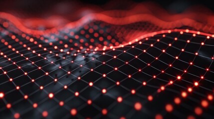 Abstract digital background with red particles. Network connection structure