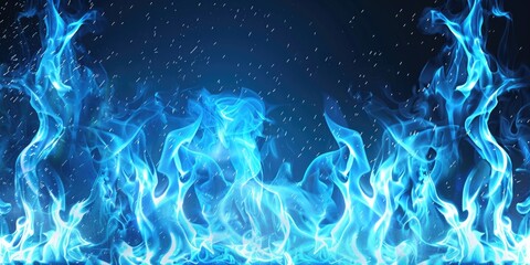 Wall Mural - Blue flame, fire for texture, or background banner and ads Generative AI