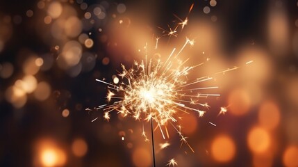 Wall Mural - Christmas and New Year party sparkler on bokeh background