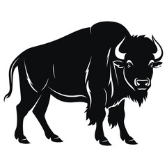 Wall Mural - Bison black Silhouette vector, white background.