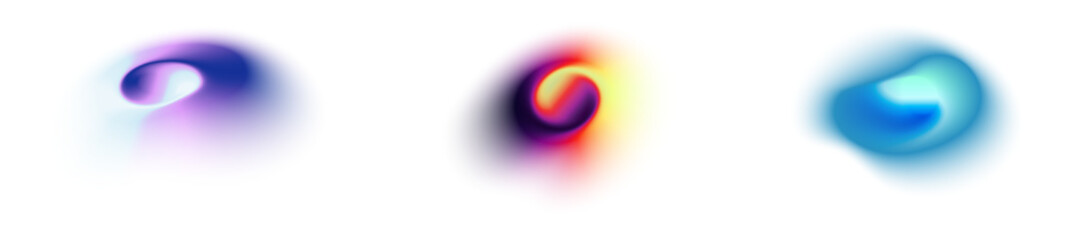 Wall Mural - y2k gradient shapes with holographic blur in vibrant colors. abstract, fluid color. flat vector illu
