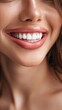 © Lytvyniuk - closeup of smile with white healthy teeth. AI generated illustration