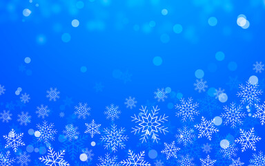 Wall Mural - Beautiful snowflakes on blue background, illustration. Space for text