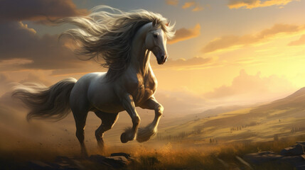 Naklejka na meble Elegance of a horse with a long flowing tail