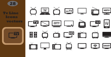 Wall Mural - tv line icons