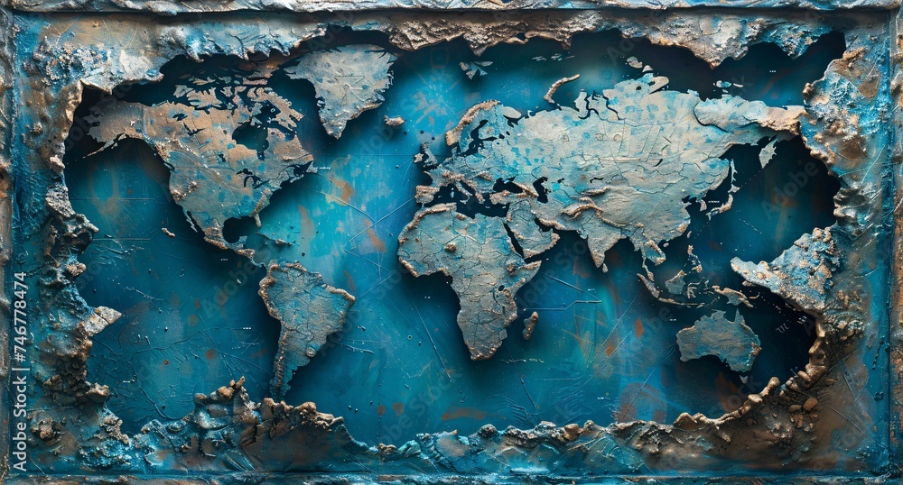 3D world map illustration Stock Photo | Adobe Stock